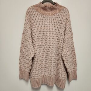 Knox Rose Chunky Knit Sweater Women Size XXL Mock Neck Cream Rust Orange